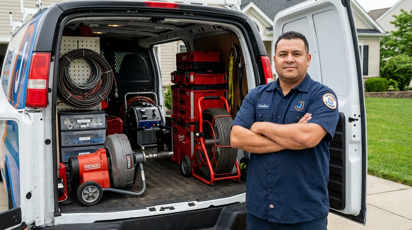 Professional drain cleaning equipment and Johns Plumbing LLC plumber in Asherton