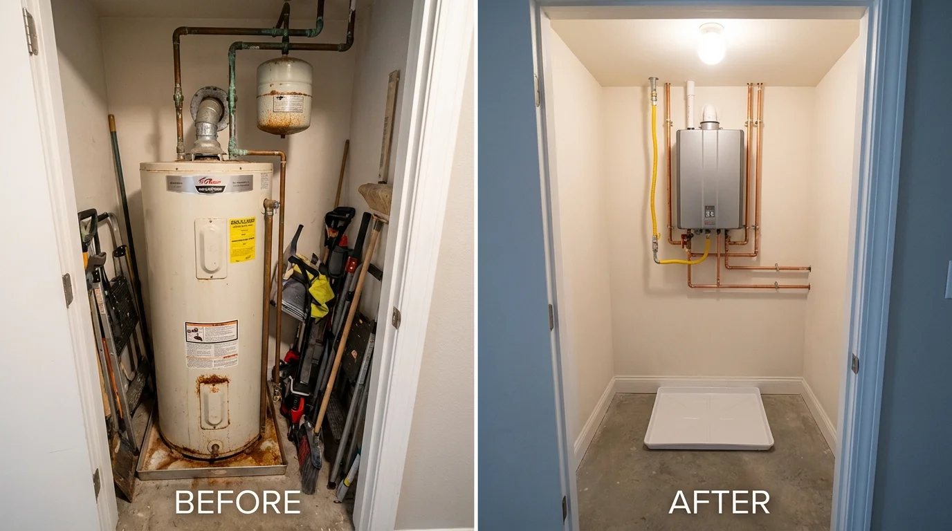 Tank water heater versus wall-mounted tankless unit comparison for Asherton, TX homeowners